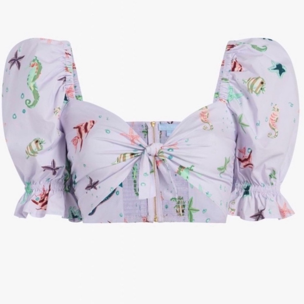 Hill House Lavender Sea Life Print Top